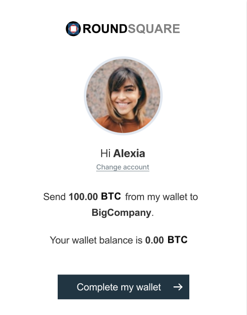 RoundSquare wallet app screen